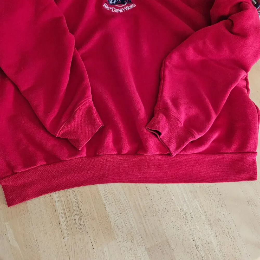 Walt Disney World VTG 1998 Quarter Zip Pullover Sweatshirt Red sz XXL